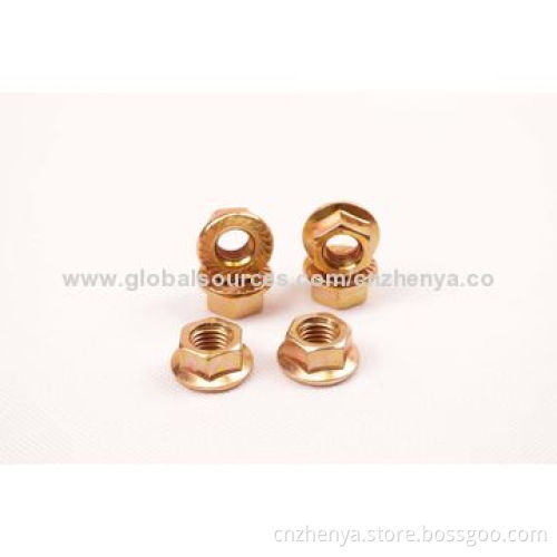 Flange nut, DIN6923 yellow zinc and stainless steel